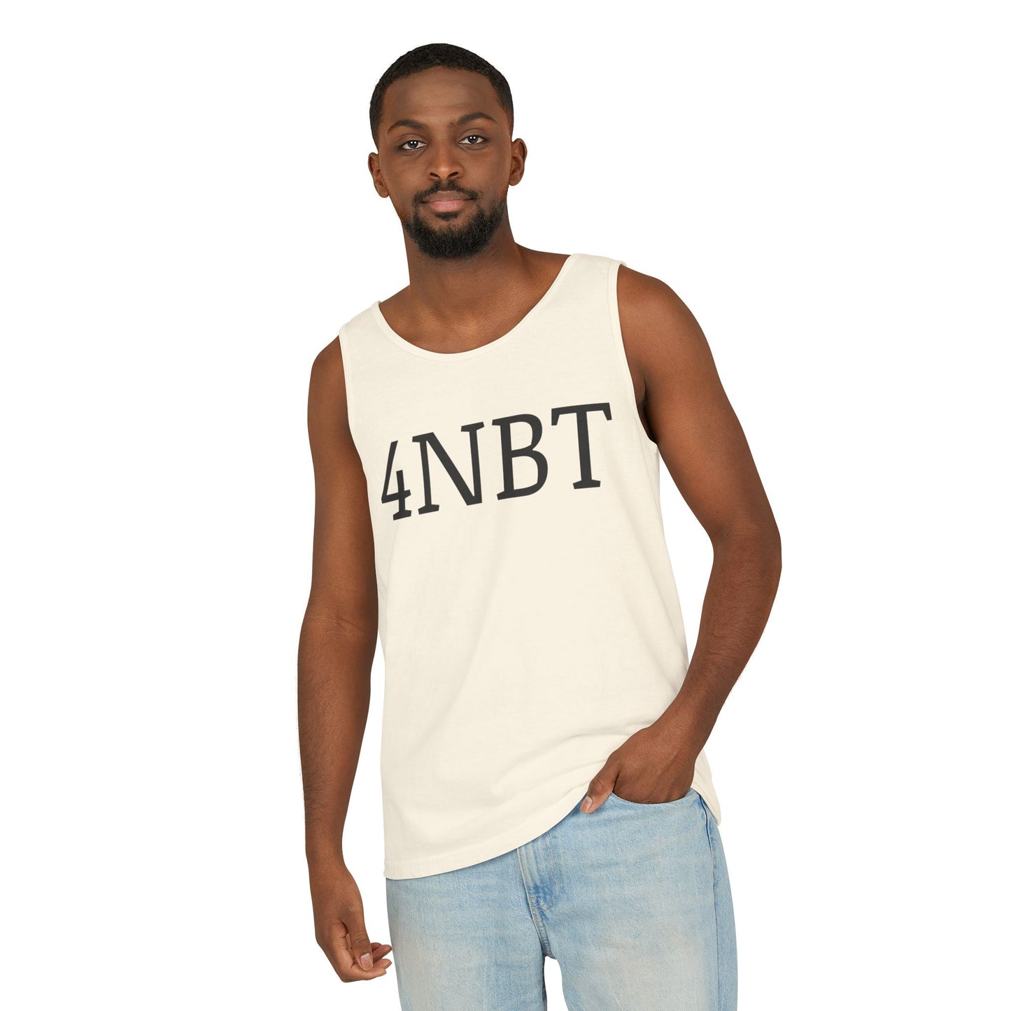 Unisex Garment-Dyed Tank Top with 4NBT Design, Summer Apparel, Casual Wear, Gift for Friends, Individual Expression Top