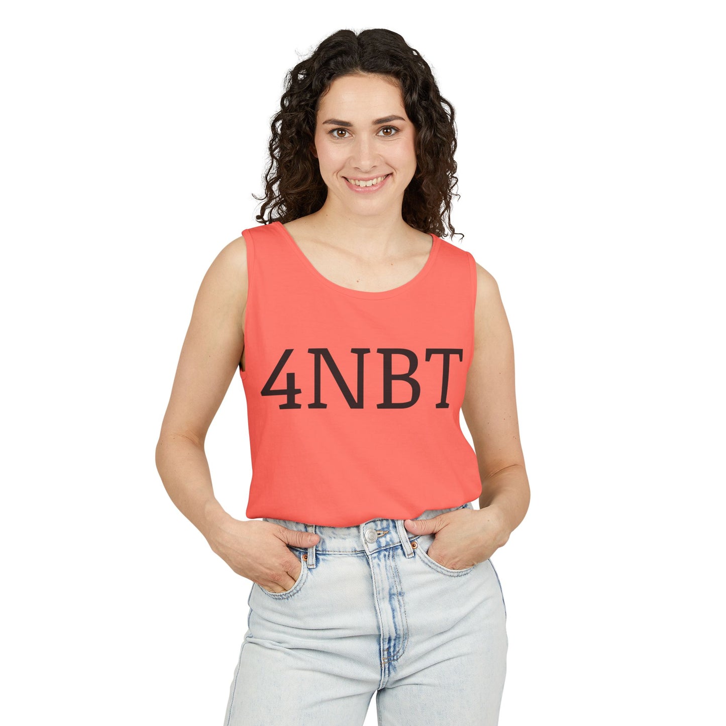 Unisex Garment-Dyed Tank Top with 4NBT Design, Summer Apparel, Casual Wear, Gift for Friends, Individual Expression Top