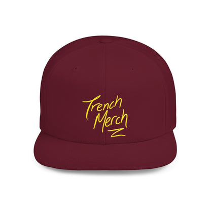 Trench Merch Trendy Flat Bill Snapback Hat, Cool Streetwear Cap for Casual Outings, Outdoor Events, Festivals, Unique Gift for Hip-Hop Fans