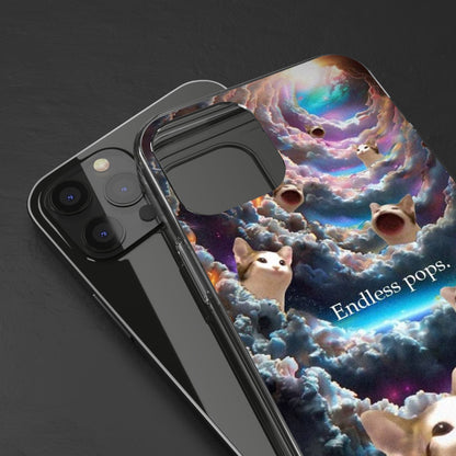 POPCAT Galaxy Cat Clear Phone Case, Cute Animal Phone Cover, Customizable Phone Accessory, Gift for Cat Lovers, Funny Phone Case