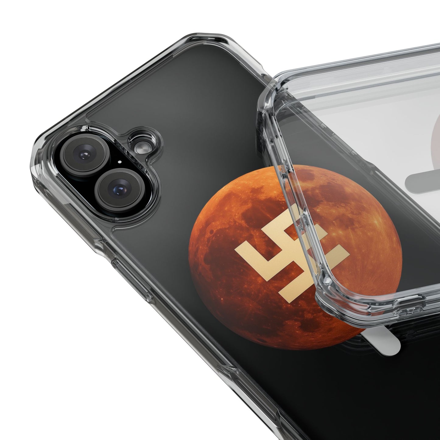 Swasticoin Magnetic Phone Case with Lunar Design, Unique Phone Accessory, Shockproof Clear Case, Stylish Phone Cover, Gift for Tech Lovers
