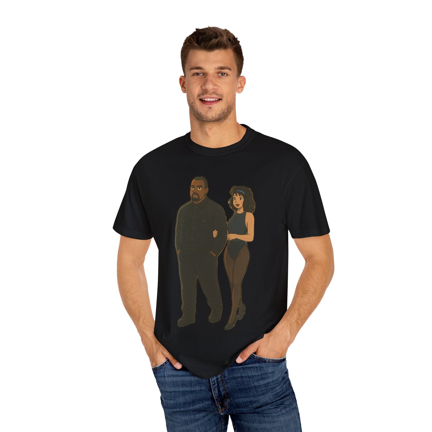 Ye & Bianca Graphic Tee, Trendy Unisex T-shirt, Cartoon Style, Streetwear, Gift for Music Lovers, Casual Fashion