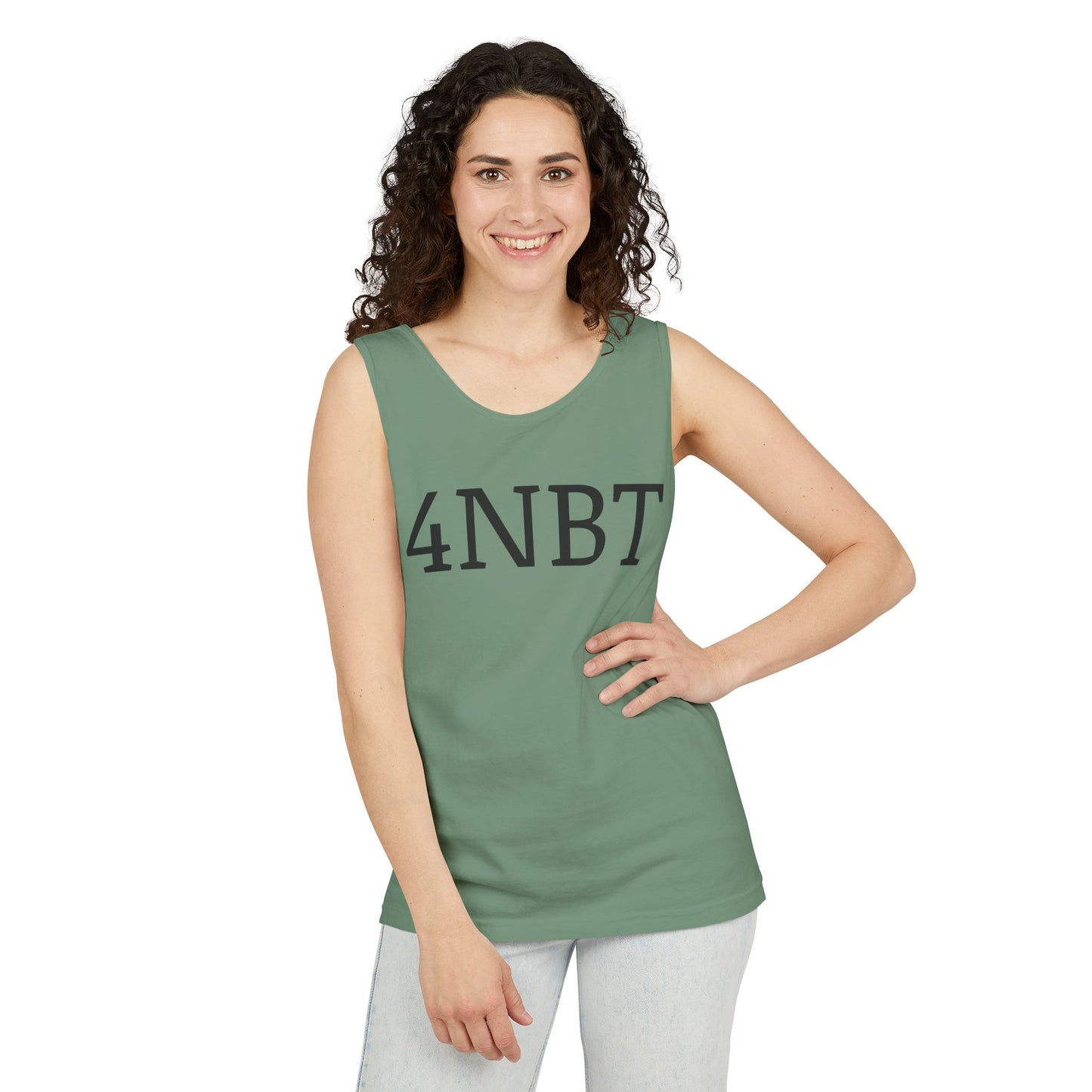 Unisex Garment-Dyed Tank Top with 4NBT Design, Summer Apparel, Casual Wear, Gift for Friends, Individual Expression Top