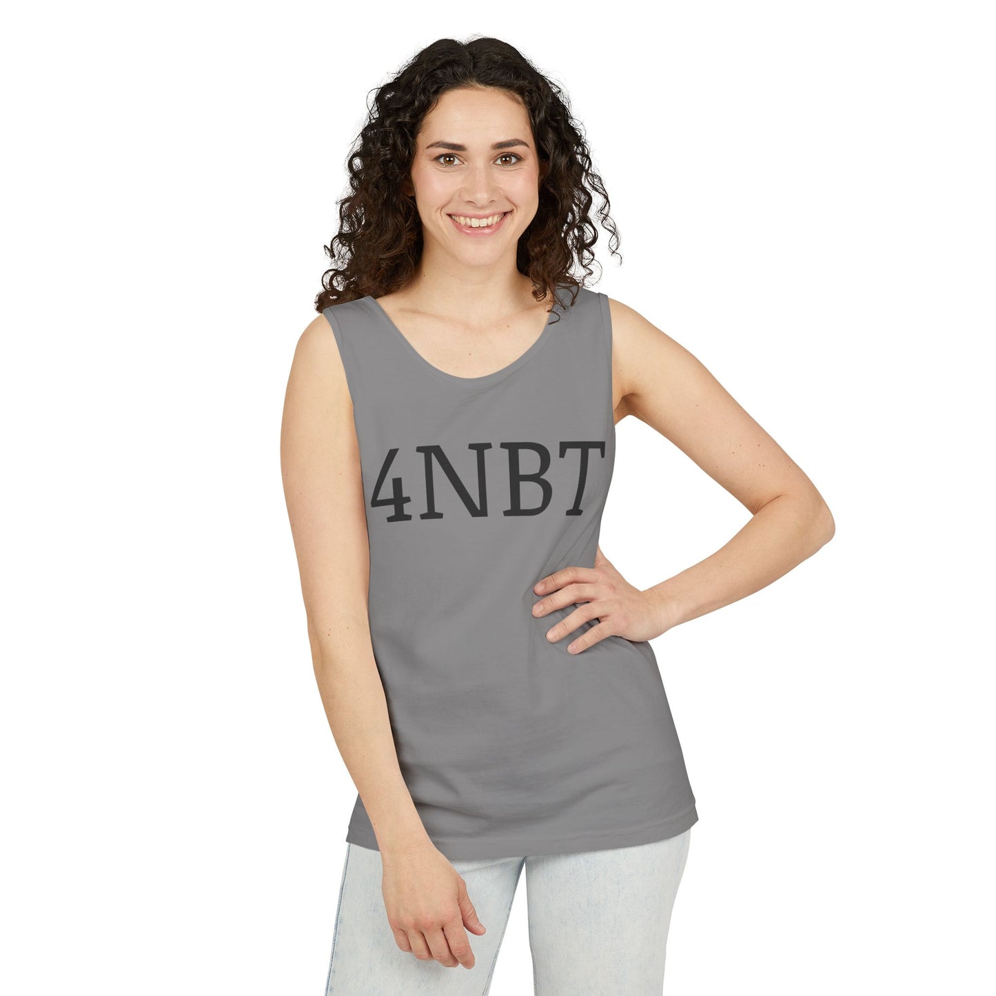 Unisex Garment-Dyed Tank Top with 4NBT Design, Summer Apparel, Casual Wear, Gift for Friends, Individual Expression Top