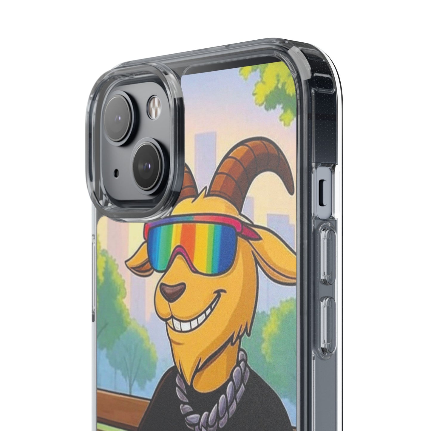 Vibrant Goat Clear Phone Case, Fun Smartphone Cover, Animal Lover Gift, Stylish Tech Accessory, Unique Phone Protection