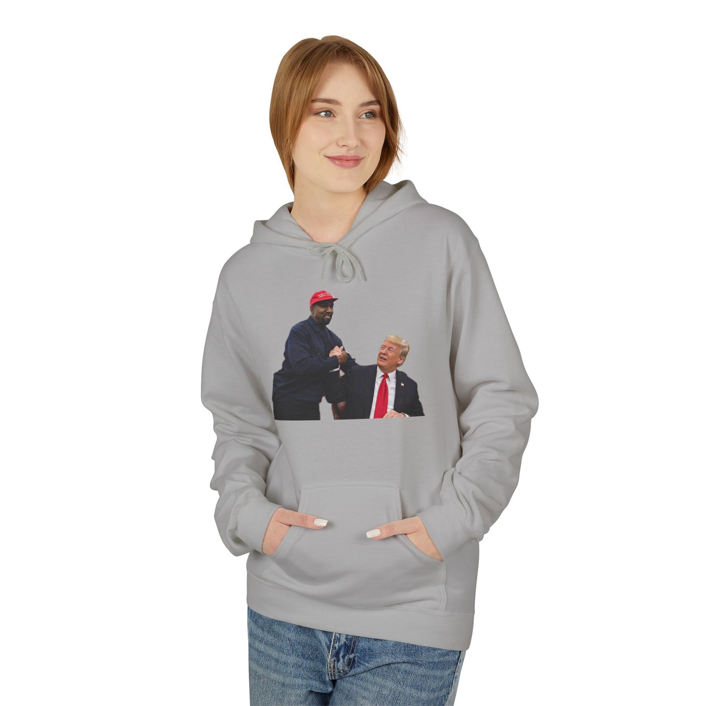 Ye & DJT Funny Political Fleece Hoodie, Unisex Softstyle Hoodie, Gift for Political Humor, Casual Wear, Election Day Apparel, Meme Clothing