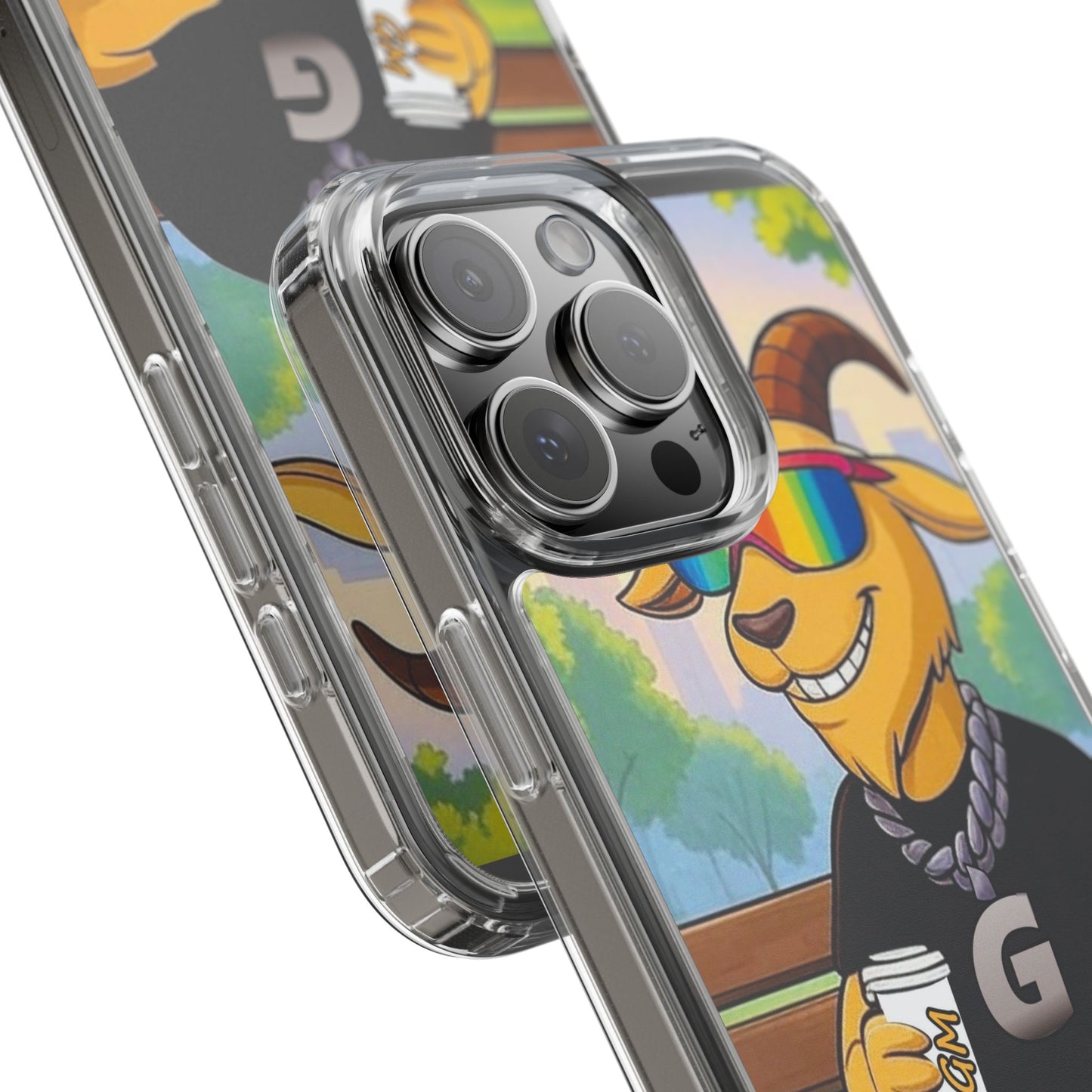 Vibrant Goat Clear Phone Case, Fun Smartphone Cover, Animal Lover Gift, Stylish Tech Accessory, Unique Phone Protection