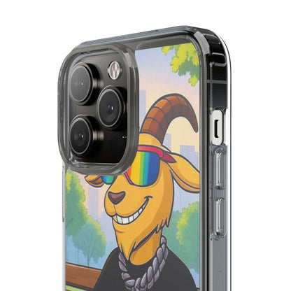 Vibrant Goat Clear Phone Case, Fun Smartphone Cover, Animal Lover Gift, Stylish Tech Accessory, Unique Phone Protection