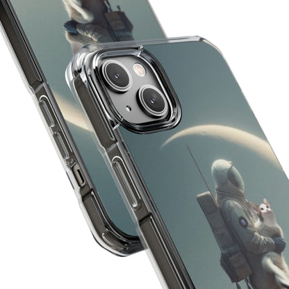 POPCAT Astronaut Phone Case, Clear Impact Case, Unique Galaxy Art Cover, Gift for Space Lovers, Cute Cat and Space Theme, Eco-Friendly