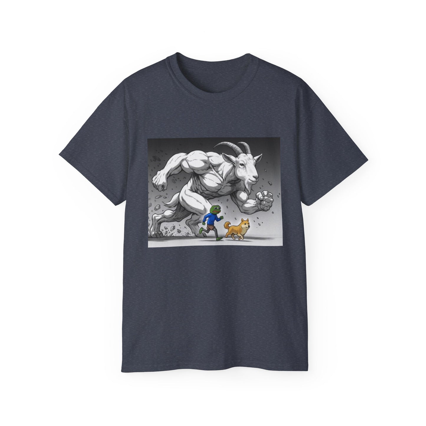 Epic Goat Chase Unisex Tee, Art Tee, Graphic Shirt, Gift for Animal Lovers, Funny T-Shirt, Cartoon Art Tee