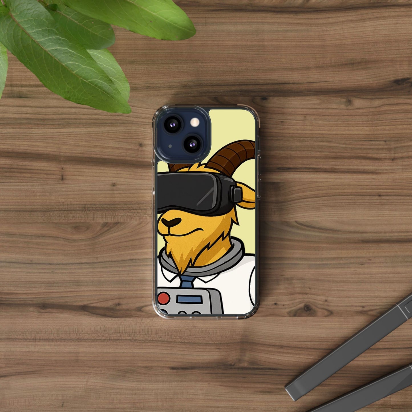 VR Goat Clear Case, Fun Phone Cover, Geeky Accessories, Gift for Gamers, Cute Animal Design, Customizable Phone Cases