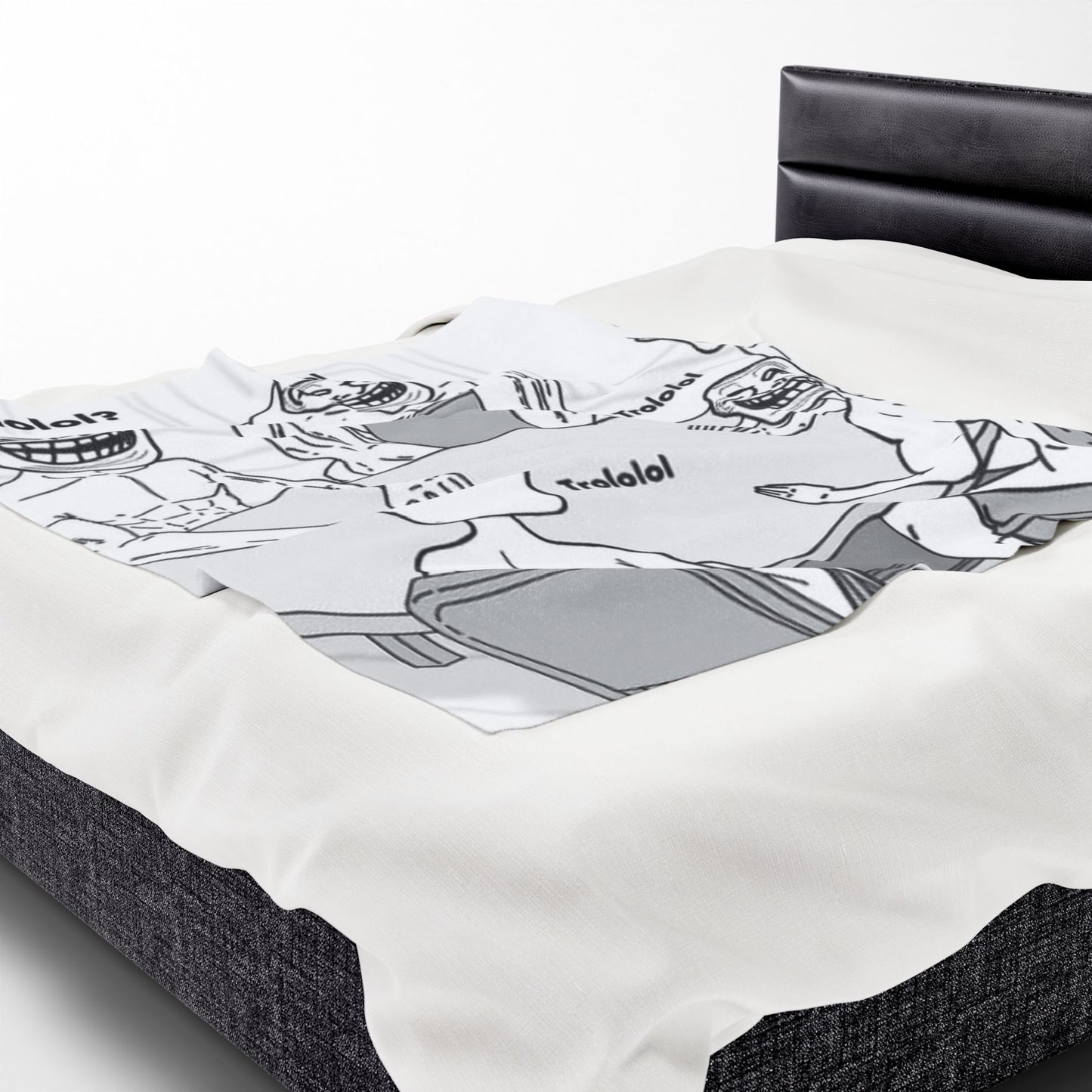 TROLL Face Velveteen Plush Blanket - Funny Cozy Throw for Gaming, Room Decor, Gifts, April Fools, Laughter