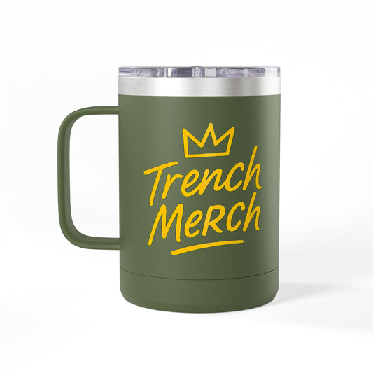 Trench Merch Crown Coffee Mug Tumbler, Perfect for Beach Lovers, Gifts for Friends, Summer Getaways, Adventure Travel, Crown Design