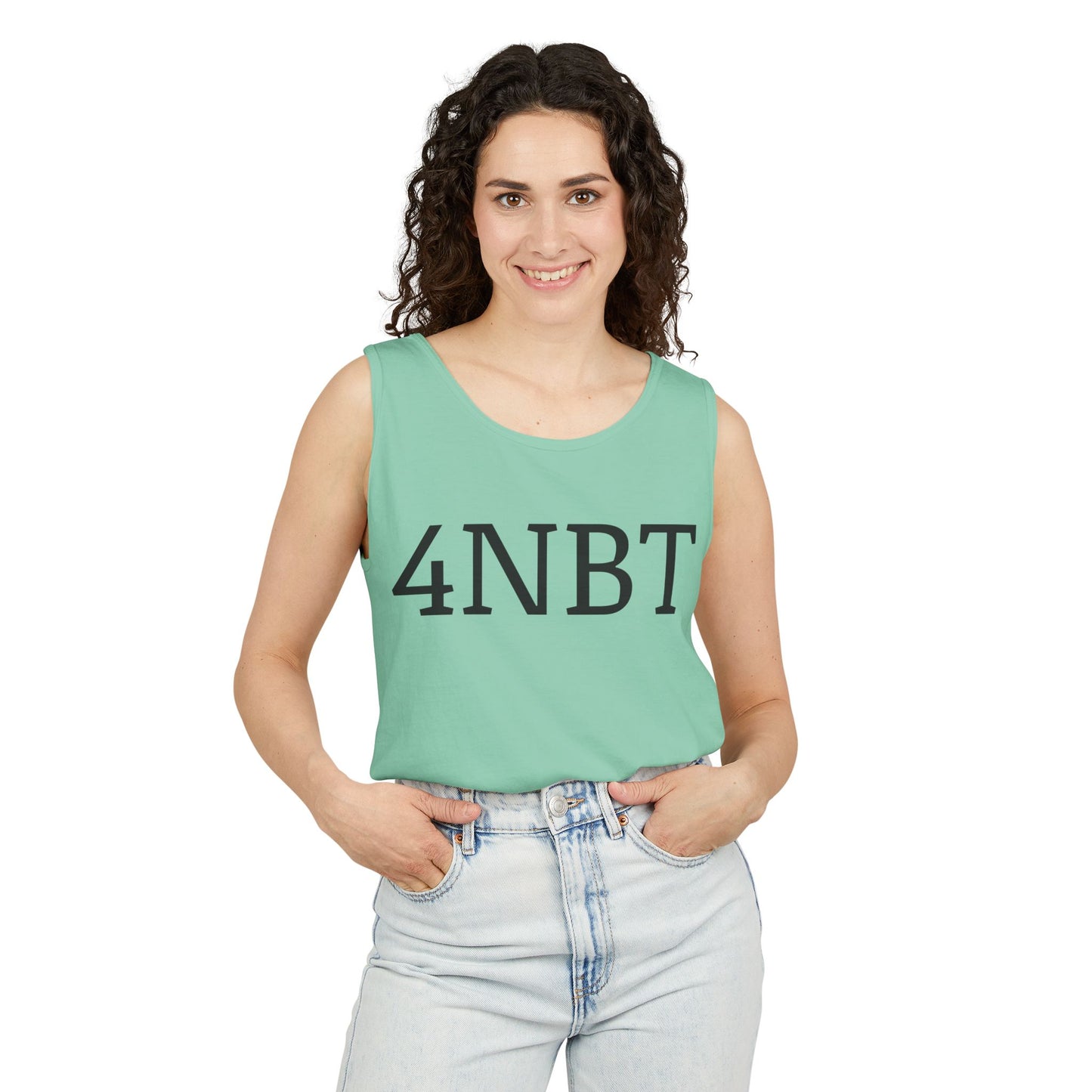 Unisex Garment-Dyed Tank Top with 4NBT Design, Summer Apparel, Casual Wear, Gift for Friends, Individual Expression Top