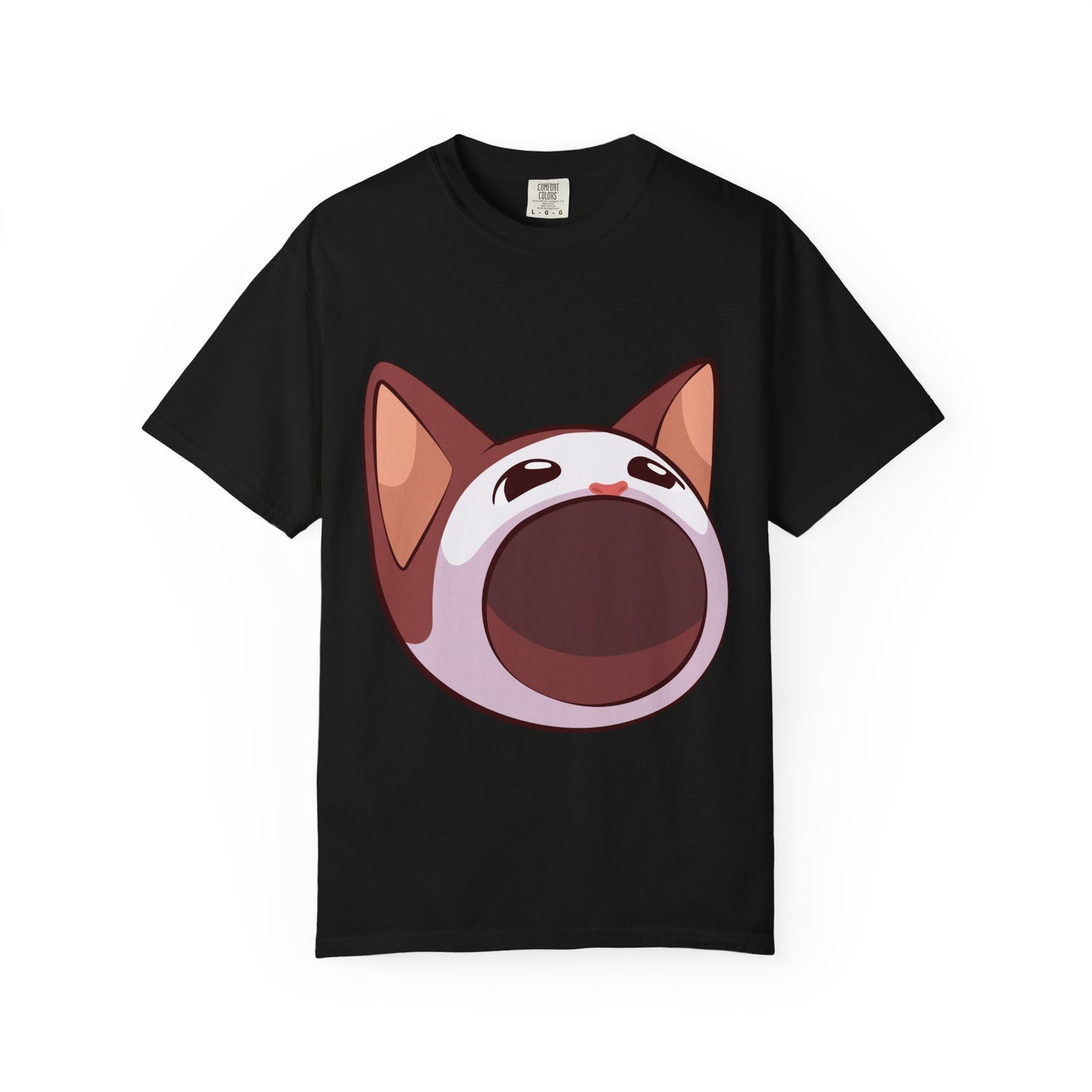 POPCAT Whimsical Cat Face T-Shirt, Unisex Garment-Dyed Tee for Cat Lovers, Cute Casual Wear, Gift for Pet Owners, Perfect for Everyday Style