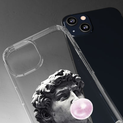 @ye Clear Phone Case with David Statue Design, Modern Phone Accessory for Art Lovers, Unique Gift, Customizable Compatible Soft Case
