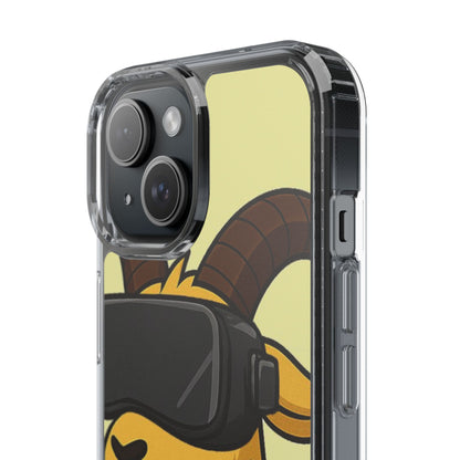 VR Goat Clear Case, Fun Phone Cover, Geeky Accessories, Gift for Gamers, Cute Animal Design, Customizable Phone Cases