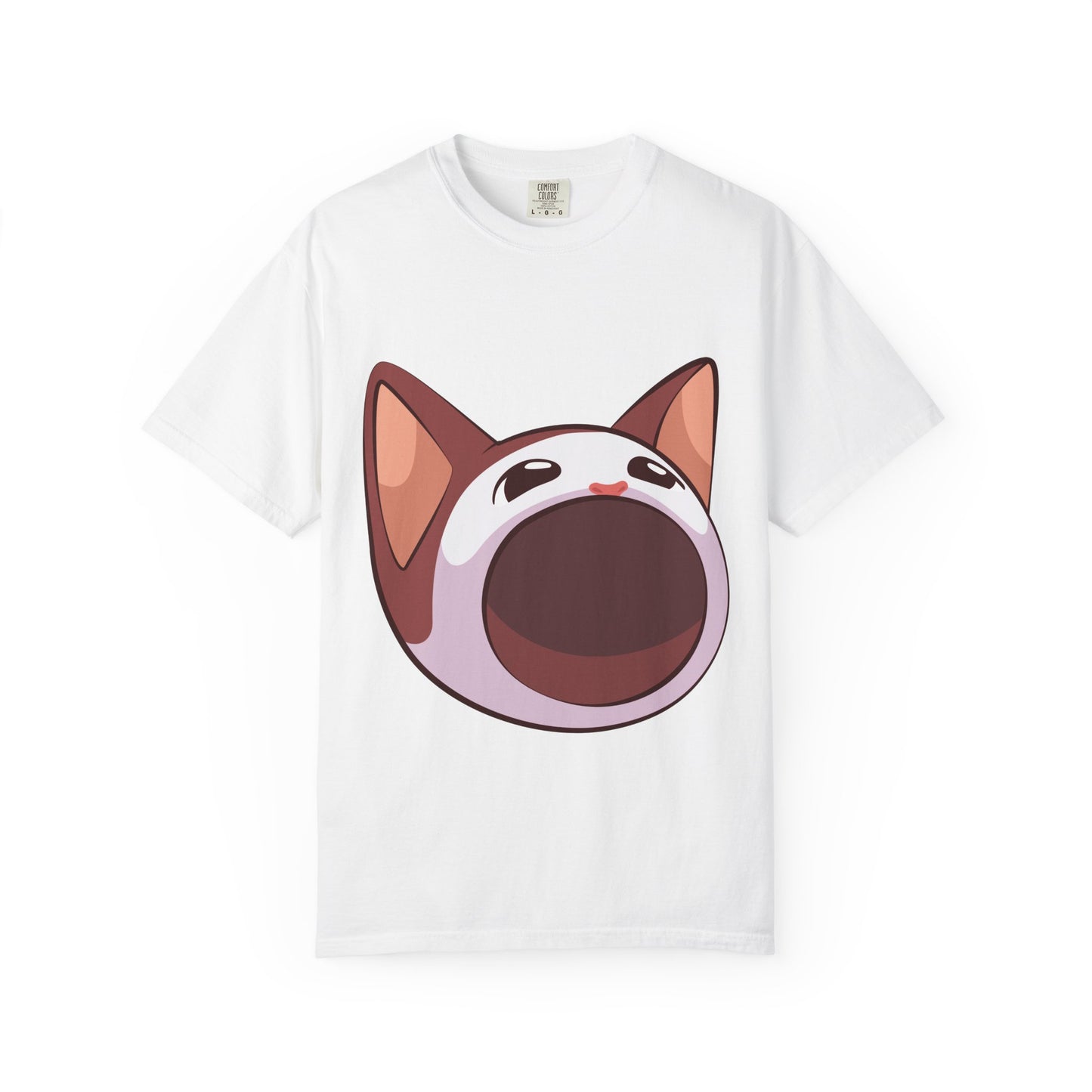 POPCAT Whimsical Cat Face T-Shirt, Unisex Garment-Dyed Tee for Cat Lovers, Cute Casual Wear, Gift for Pet Owners, Perfect for Everyday Style