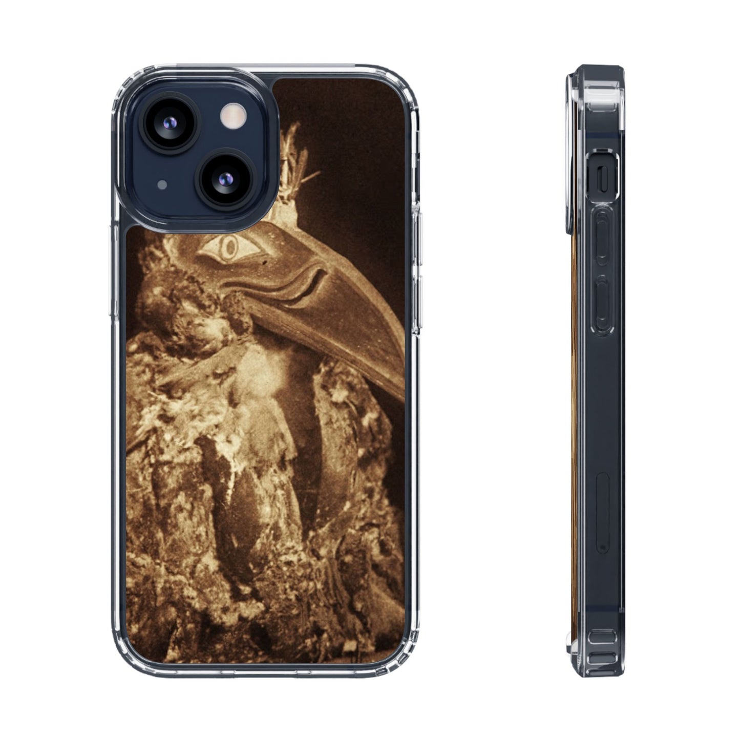 Yei Vintage Bird Design Clear Phone Case, Artistic Phone Accessories, Unique Gift for Nature Lovers, Eco-Friendly Tech Case, Stylish Protection