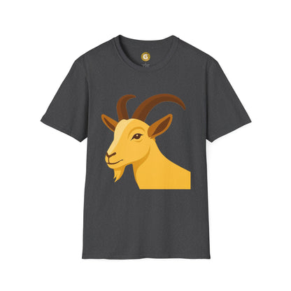 Golden Goat Unisex Softstyle T-Shirt | Cute Goat Tee for Animal Lovers, Birthday Gift, Casual Wear, Farmhouse Decor, Nature Fans