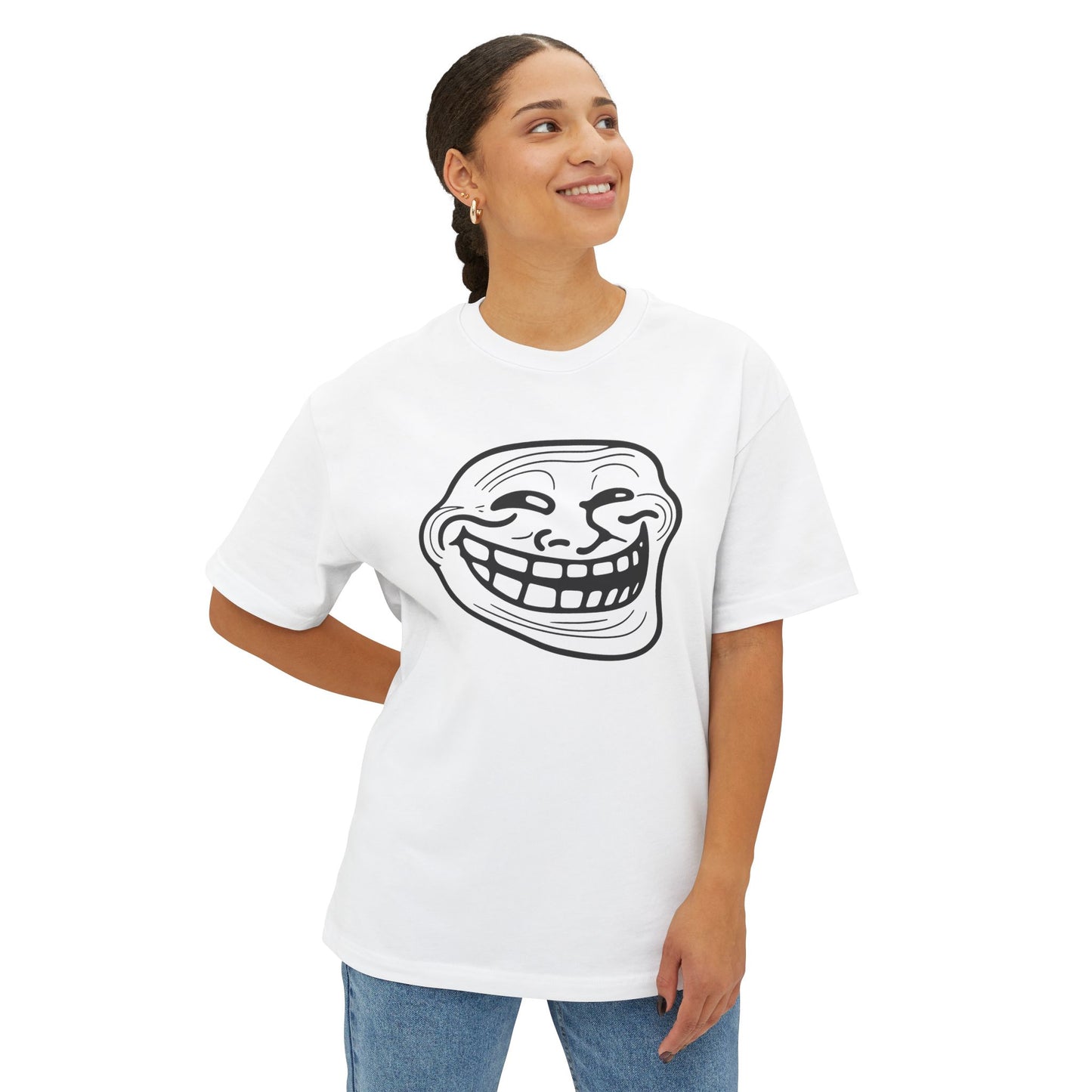 TROLL Funny Graphic Tee, Unisex Oversized Boxy Tee with Troll Face Design, Casual Wear, Gift for Friends, Humor Shirt, Comfortable Everyday Wear