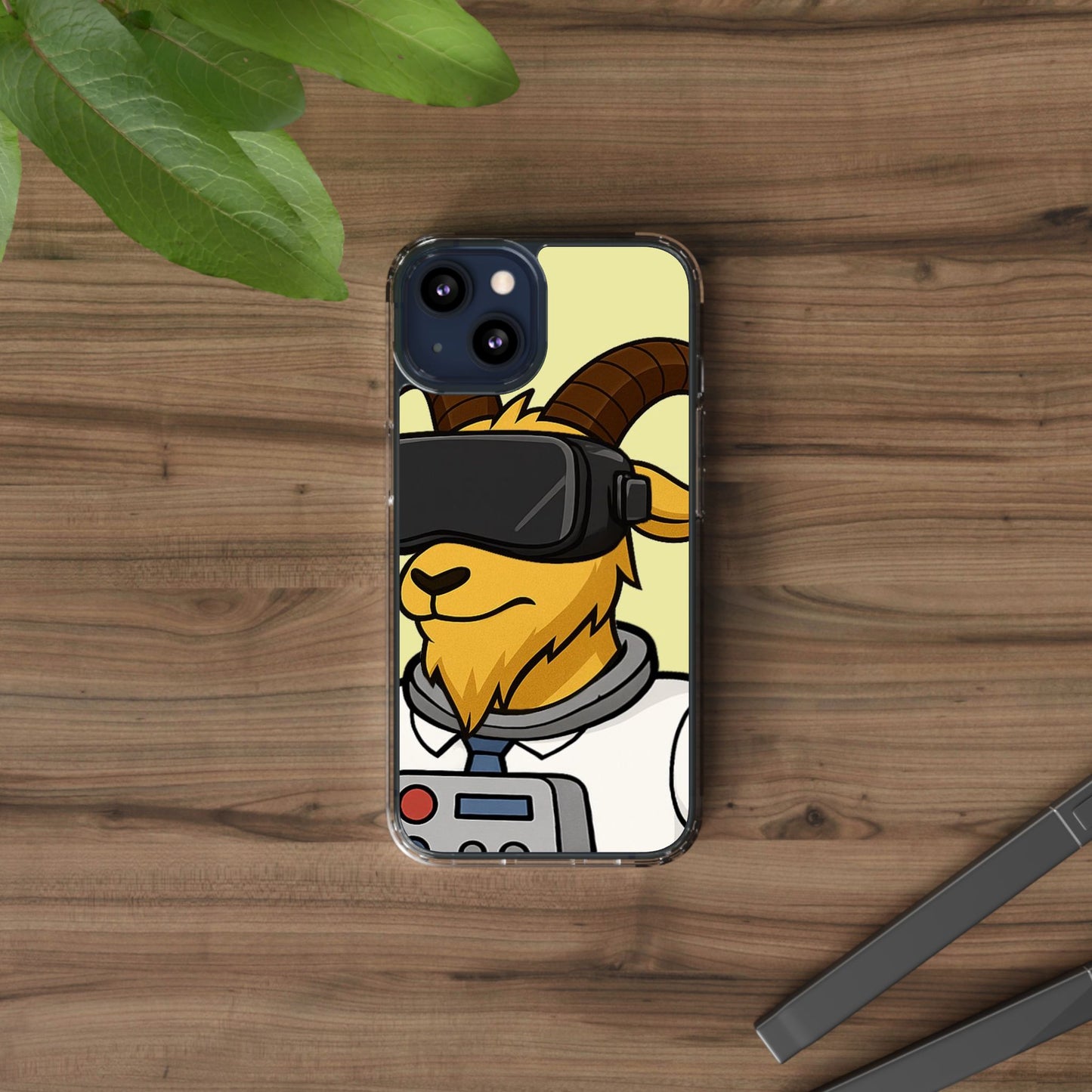 VR Goat Clear Case, Fun Phone Cover, Geeky Accessories, Gift for Gamers, Cute Animal Design, Customizable Phone Cases