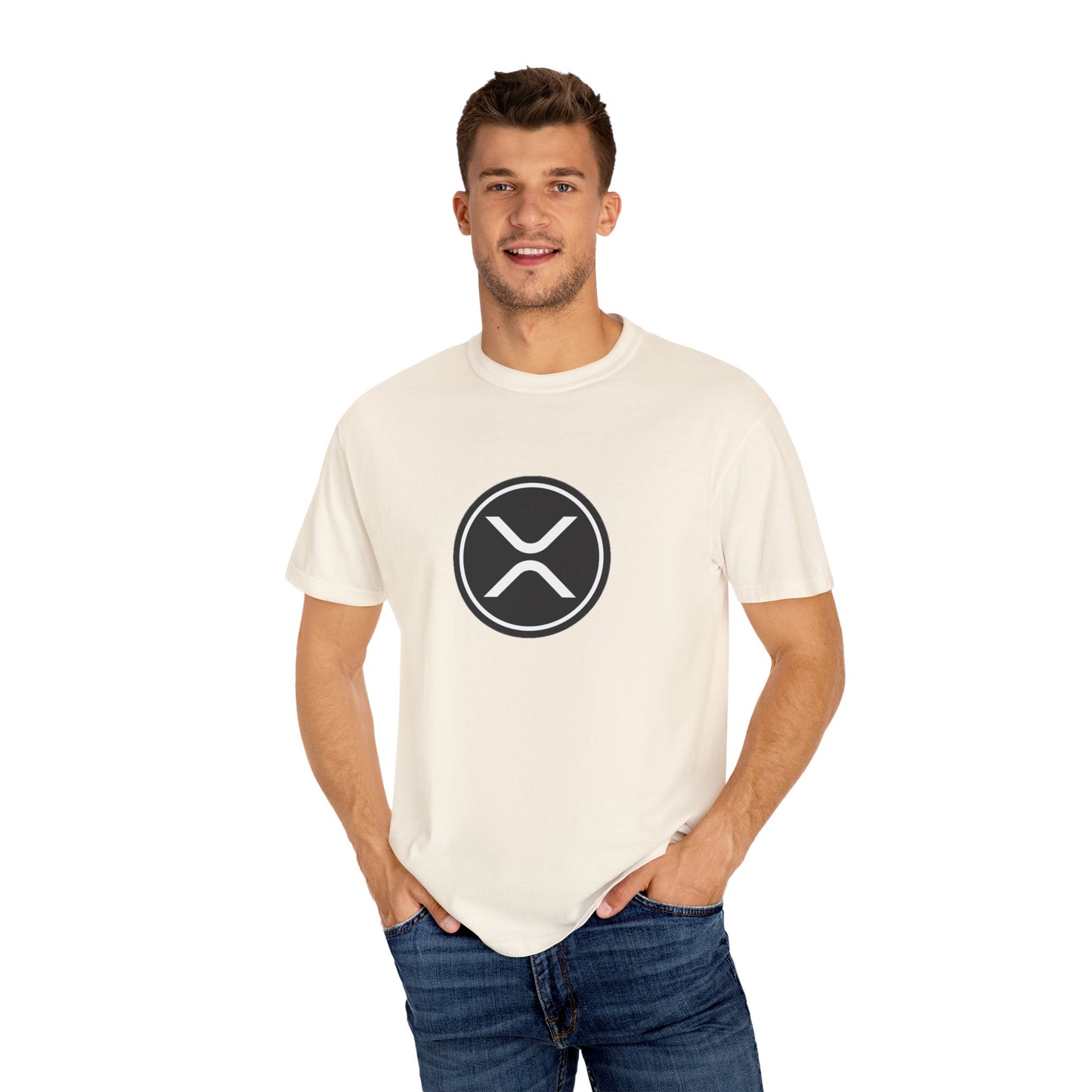 XRP Unisex Garment-Dyed T-Shirt with Minimalist Logo, Stylish Casual Wear, Perfect for Gifts, Everyday Comfort, Cool Streetwear