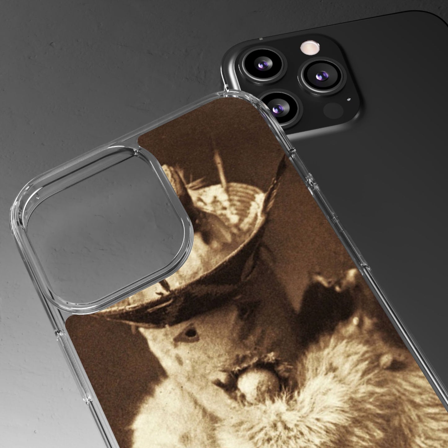 Yei Vintage Cat Photography Phone Case, Clear Cases, Unique Gift for Cat Lovers, Phone Accessory, Stylish Tech Gear, Animal Art
