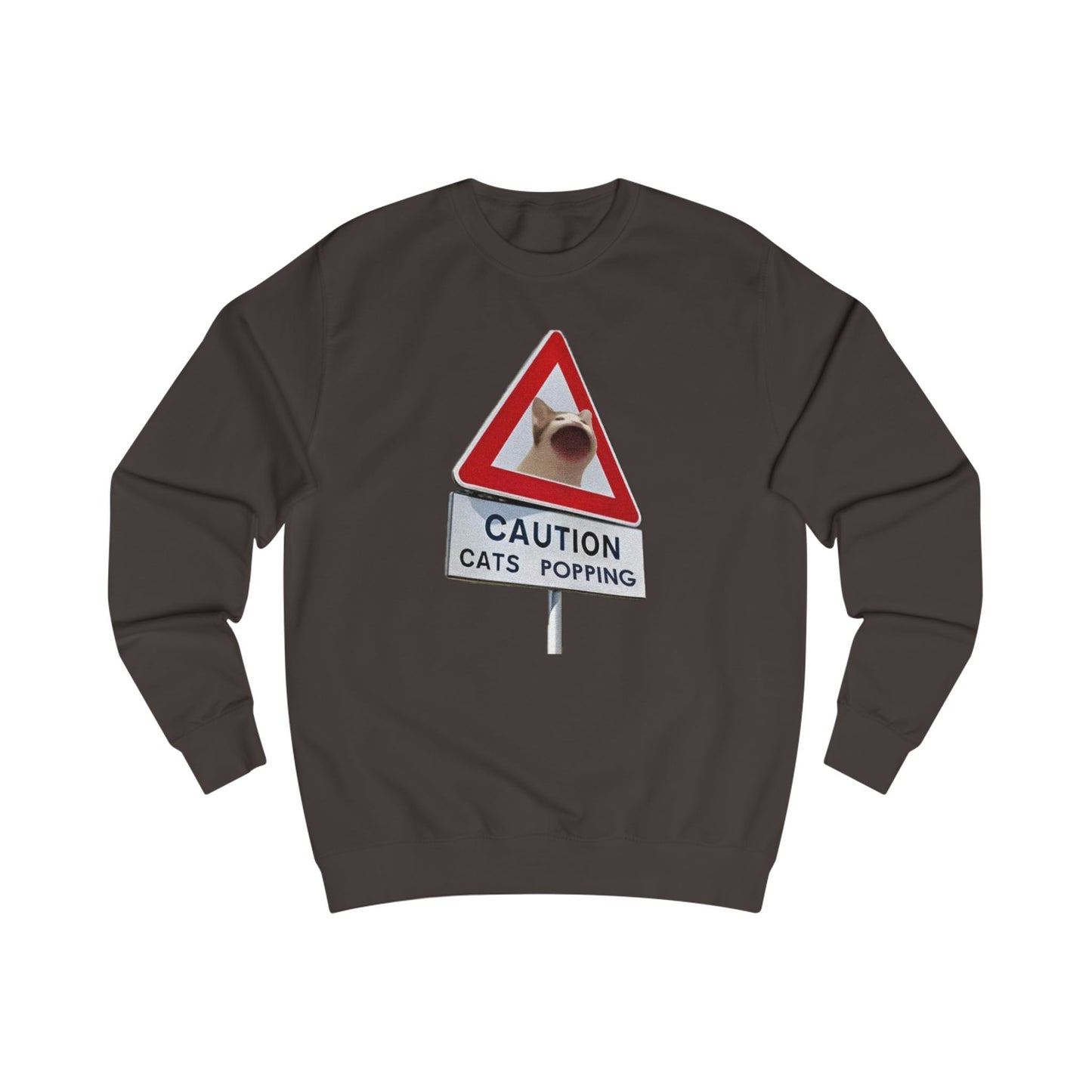 POPCAT Caution Cats Popping Sweatshirt | Fun Unisex Pullover | Cat Lover Gift, Quirky Humor Apparel, Cute Animal Shirt, Cozy Lounge Wear