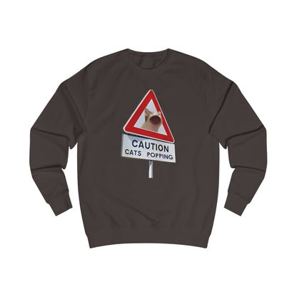 POPCAT Caution Cats Popping Sweatshirt | Fun Unisex Pullover | Cat Lover Gift, Quirky Humor Apparel, Cute Animal Shirt, Cozy Lounge Wear