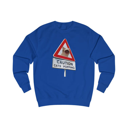 POPCAT Caution Cats Popping Sweatshirt | Fun Unisex Pullover | Cat Lover Gift, Quirky Humor Apparel, Cute Animal Shirt, Cozy Lounge Wear