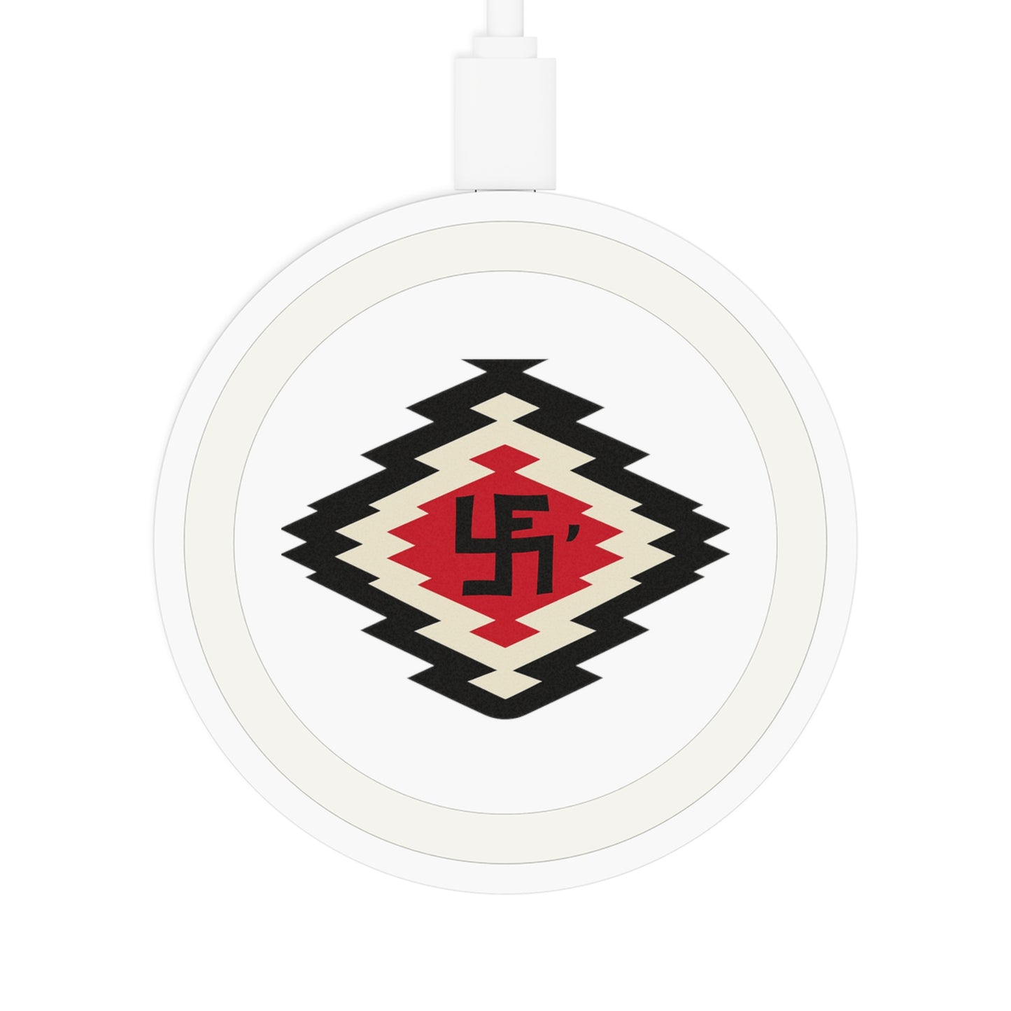 Ye-I Whirling Log Quake Wireless Charging Pad - Unique Tribal Design, Eco-Friendly Tech Accessory, Perfect for Gifts, Home Office, and Holidays