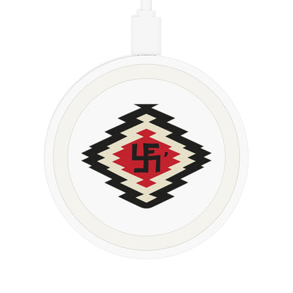 Ye-I Whirling Log Quake Wireless Charging Pad - Unique Tribal Design, Eco-Friendly Tech Accessory, Perfect for Gifts, Home Office, and Holidays