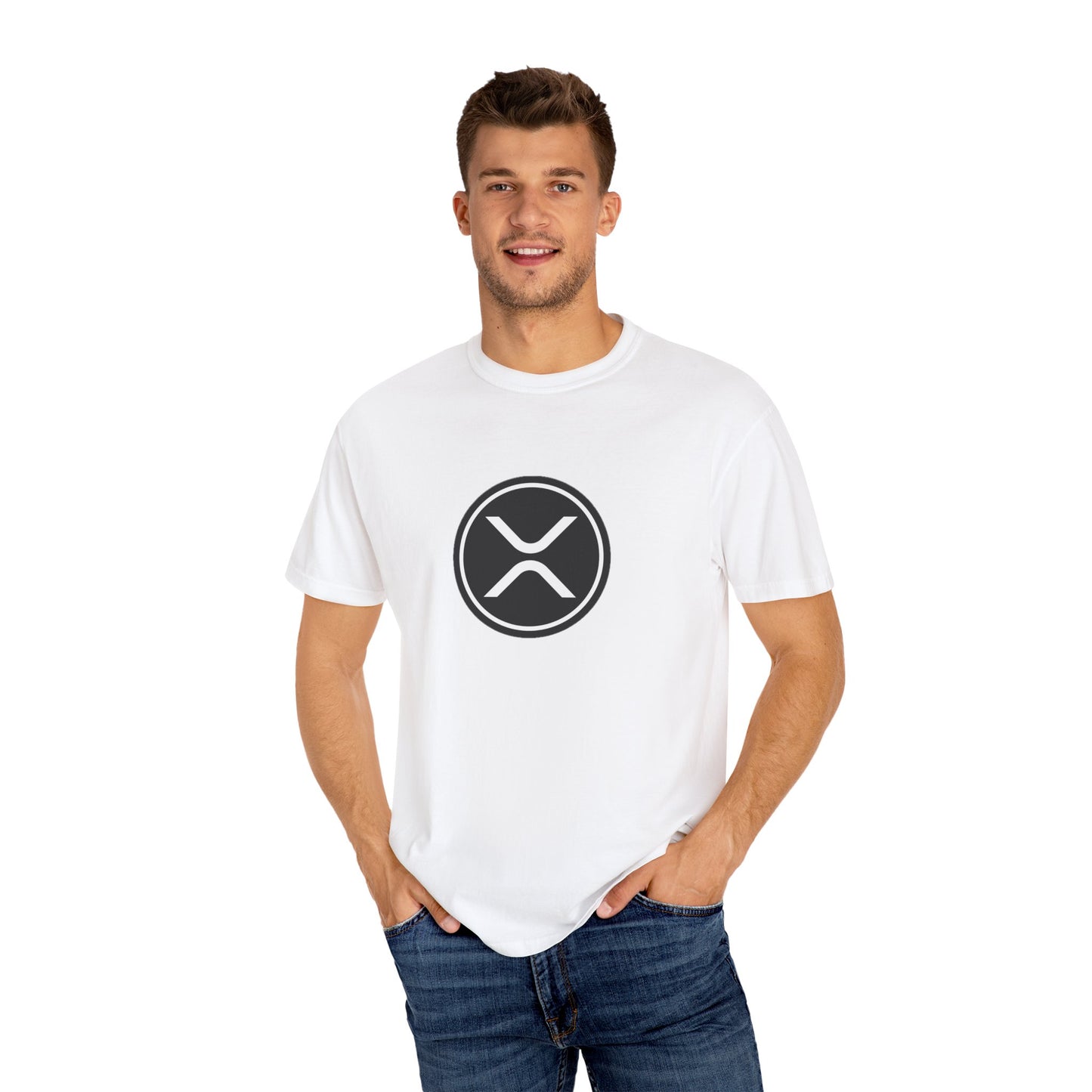 XRP Unisex Garment-Dyed T-Shirt with Minimalist Logo, Stylish Casual Wear, Perfect for Gifts, Everyday Comfort, Cool Streetwear