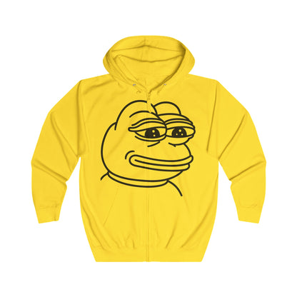 Pepe the Frog Unisex Full Zip Hoodie, Casual Wear, Gift for Gamers, Cute Streetwear, Humor Apparel, Perfect for Chill Days