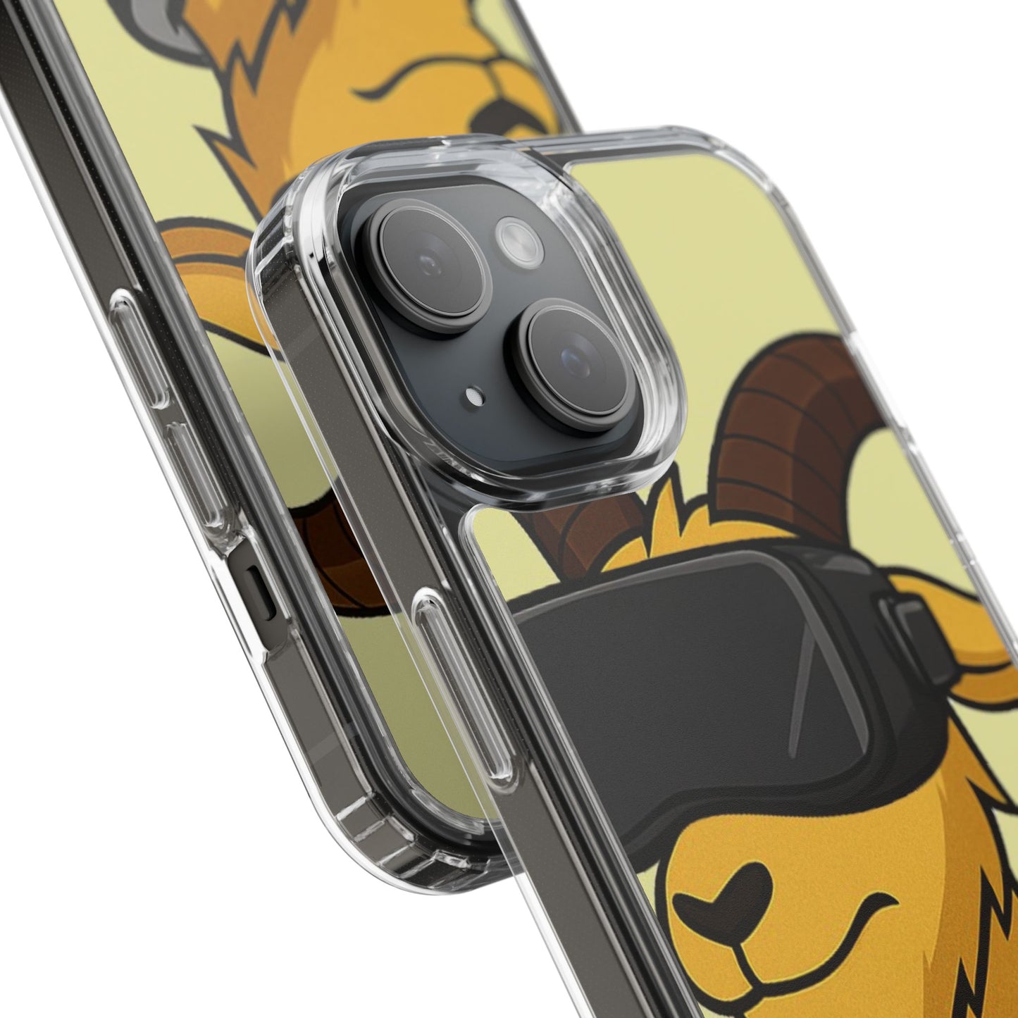 VR Goat Clear Case, Fun Phone Cover, Geeky Accessories, Gift for Gamers, Cute Animal Design, Customizable Phone Cases