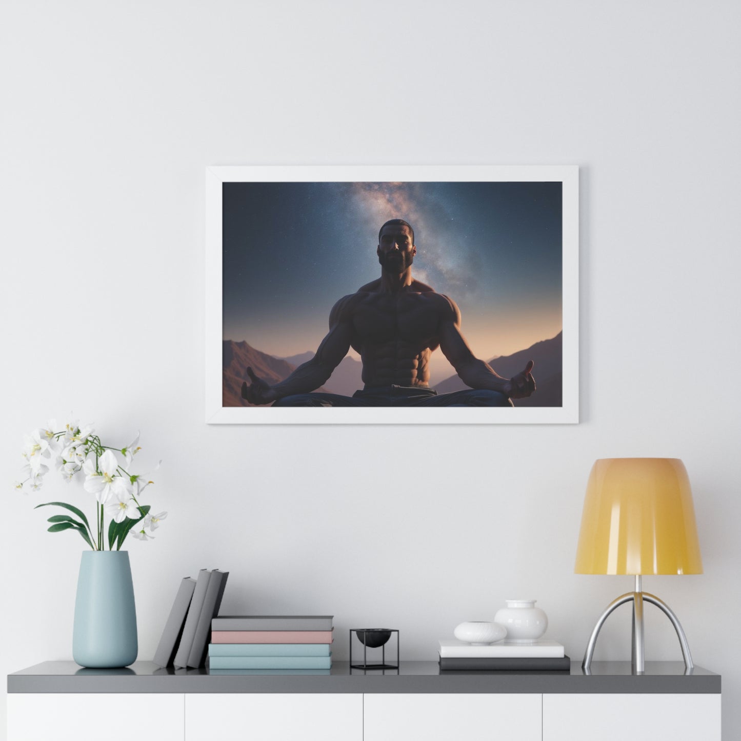 GIGA Meditation Framed Poster, Calm Art, Spiritual Wall Decor, Zen Home Decor, Fitness Motivation, Mindfulness Gift, Inspirational Art