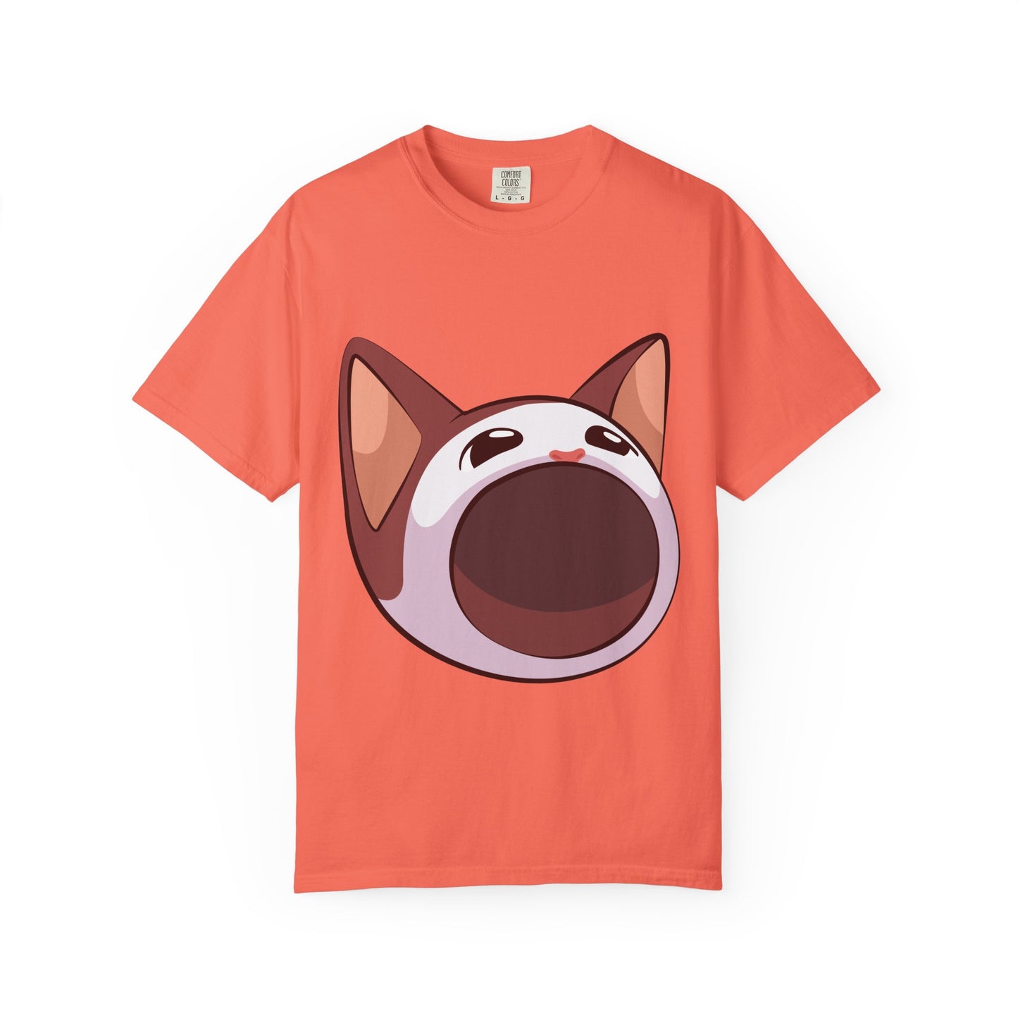 POPCAT Whimsical Cat Face T-Shirt, Unisex Garment-Dyed Tee for Cat Lovers, Cute Casual Wear, Gift for Pet Owners, Perfect for Everyday Style