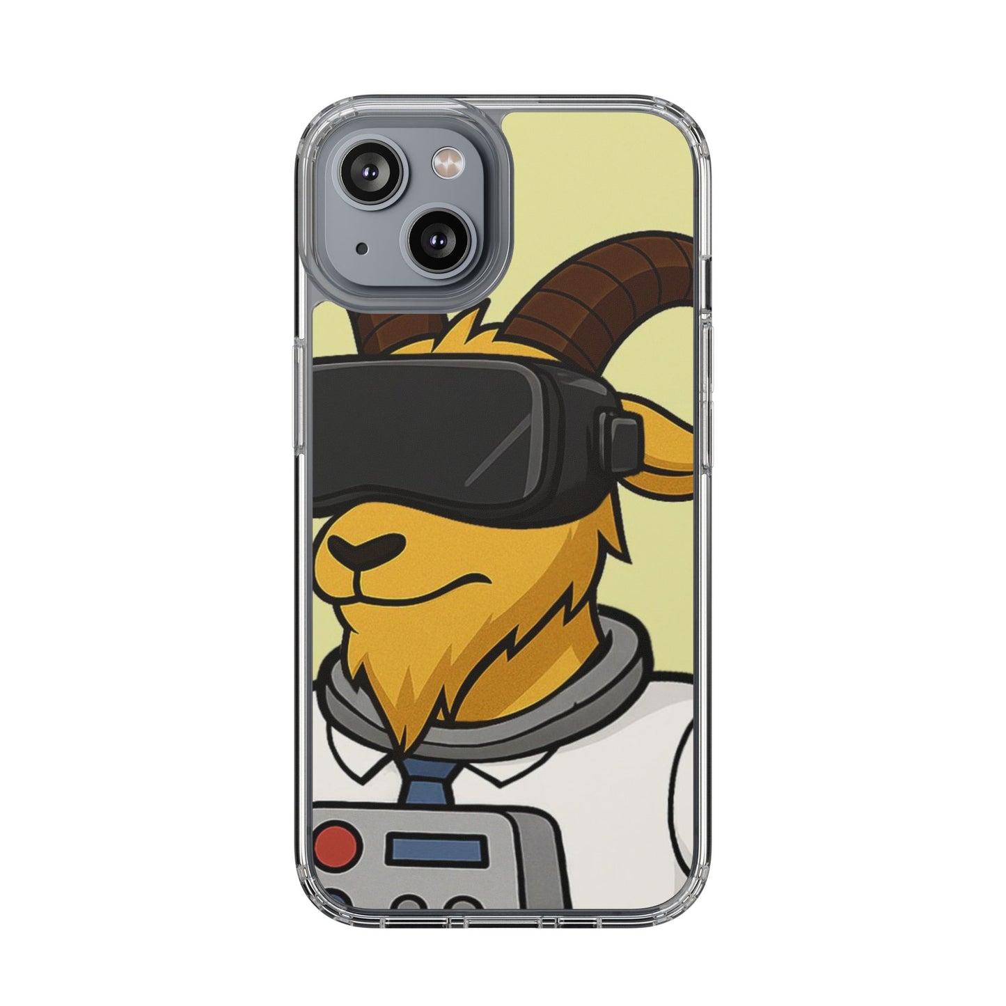 VR Goat Clear Case, Fun Phone Cover, Geeky Accessories, Gift for Gamers, Cute Animal Design, Customizable Phone Cases
