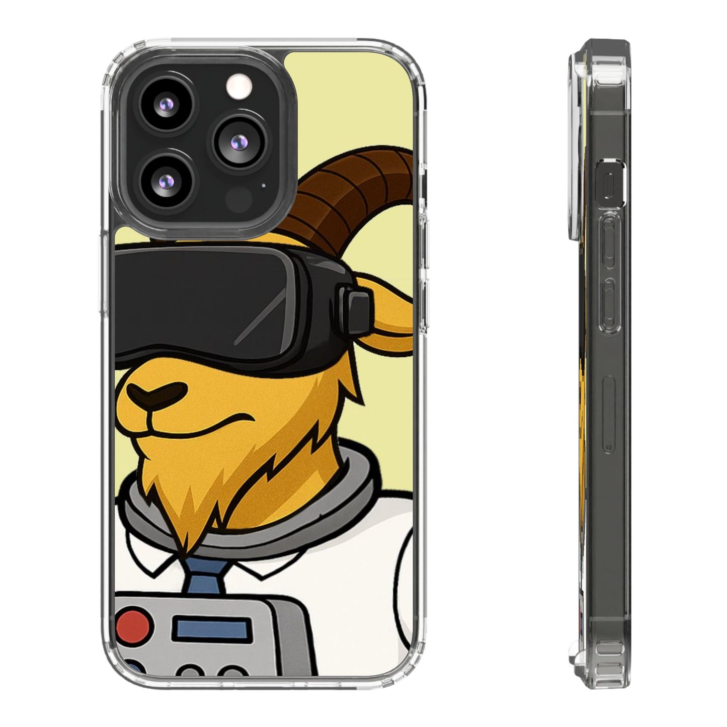 VR Goat Clear Case, Fun Phone Cover, Geeky Accessories, Gift for Gamers, Cute Animal Design, Customizable Phone Cases