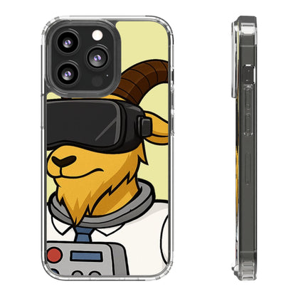 VR Goat Clear Case, Fun Phone Cover, Geeky Accessories, Gift for Gamers, Cute Animal Design, Customizable Phone Cases