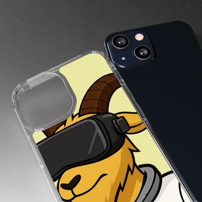 VR Goat Clear Case, Fun Phone Cover, Geeky Accessories, Gift for Gamers, Cute Animal Design, Customizable Phone Cases