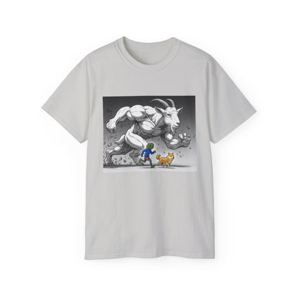 Epic Goat Chase Unisex Tee, Art Tee, Graphic Shirt, Gift for Animal Lovers, Funny T-Shirt, Cartoon Art Tee