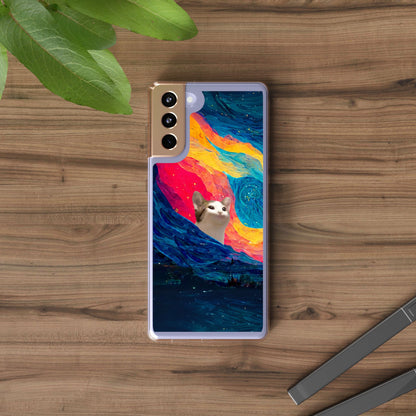 POPCAT Colorful Cat Phone Case, Artistic Clear Cases for Cat Lovers, Unique Gift, Customizable Phone Cover, Fun Pet Accessory, Vibrant Design