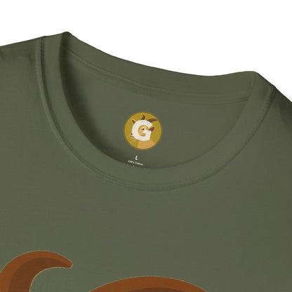 Golden Goat Unisex Softstyle T-Shirt | Cute Goat Tee for Animal Lovers, Birthday Gift, Casual Wear, Farmhouse Decor, Nature Fans