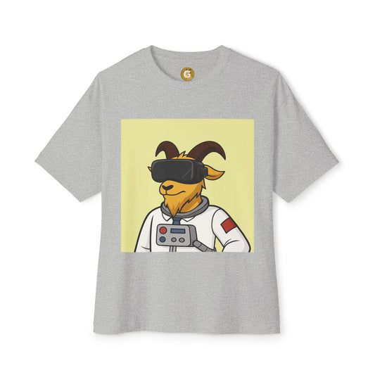 Astronaut Goat Unisex Oversized Tee, Fun Graphic Tee, Casual Wear, Summer Essentials, Gift for Gamers