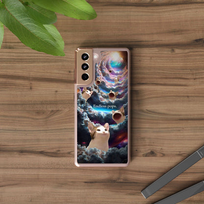 POPCAT Galaxy Cat Clear Phone Case, Cute Animal Phone Cover, Customizable Phone Accessory, Gift for Cat Lovers, Funny Phone Case