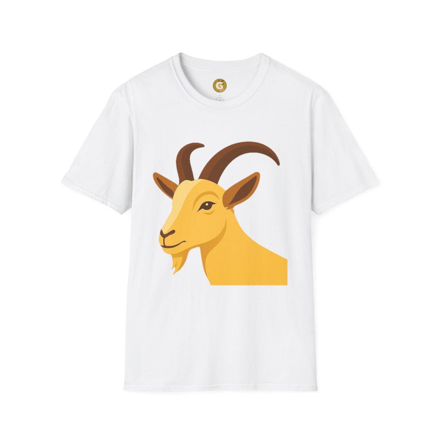 Golden Goat Unisex Softstyle T-Shirt | Cute Goat Tee for Animal Lovers, Birthday Gift, Casual Wear, Farmhouse Decor, Nature Fans
