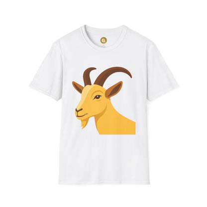 Golden Goat Unisex Softstyle T-Shirt | Cute Goat Tee for Animal Lovers, Birthday Gift, Casual Wear, Farmhouse Decor, Nature Fans