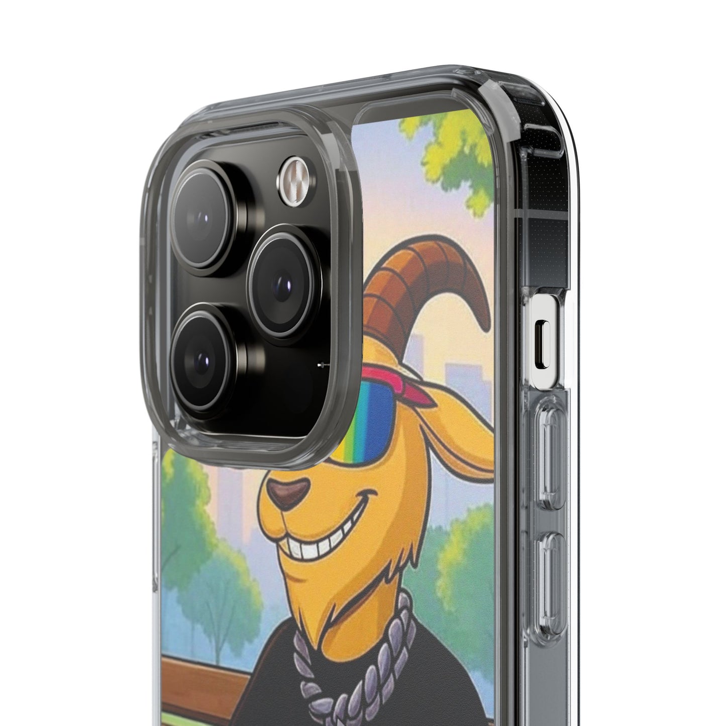 Vibrant Goat Clear Phone Case, Fun Smartphone Cover, Animal Lover Gift, Stylish Tech Accessory, Unique Phone Protection